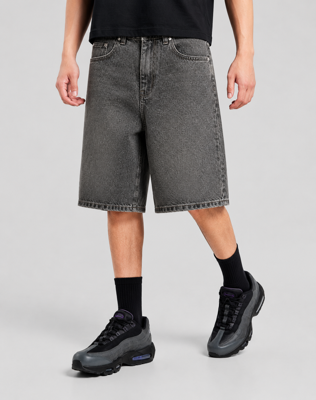 Washed Black Streetwear Jorts
